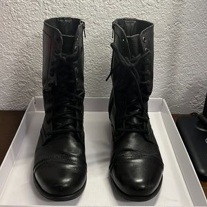 Steve Madden Troopa Black Leather Combat Boots Black Size 8